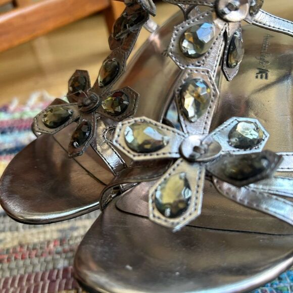 American Eagle Outfitters Silver Heels with Elegant Floral Design - Picture 5 of 15